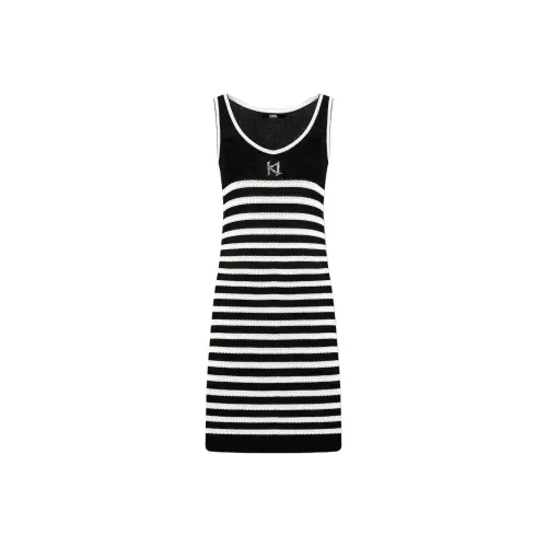 KARL LAGERFELD Без рукавов Платье Женское Черно-белое