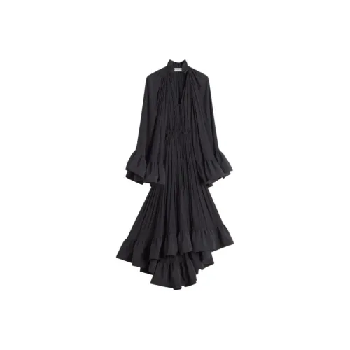 Lanvin Черное Женское Длинное Платье с Рукавами