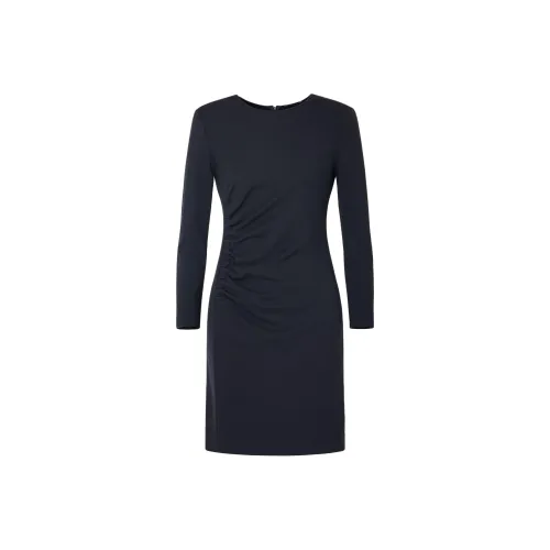 EMPORIO ARMANI Длинное платье с длинными рукавами женское синее