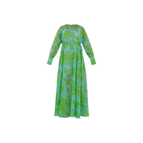 Essentiel Antwerp Длинное платье с длинными рукавами женское зеленое