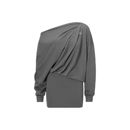 JYOSEI Длинное платье с длинными рукавами женское серое