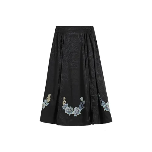 TCH Повседневный Длинный Юбка Женские Черный