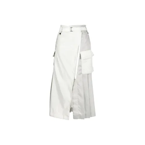 sacai Серый белый Женские Повседневные длинные юбки