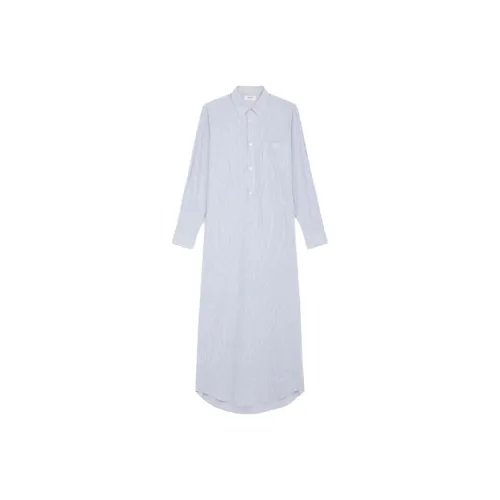 CELINE SS25 Длинное Платье с Длинными Рукавами Женское Синее