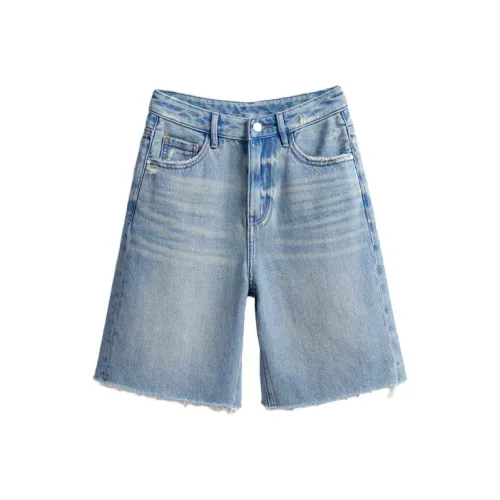 Ran and pure Светло-синие Женские джинсовые шорты