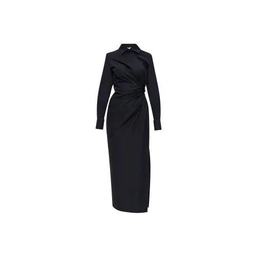 MaxMara Длинное платье с длинными рукавами женское черное