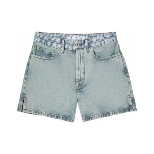 Off Белый и синий цвет Женские джинсовые шорты