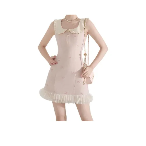 HUINIAN Без рукавов Платье Женское Розовое