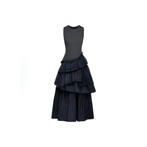 XIAOJUCHUANLI Без рукавов Платье Женское Сине-зеленое