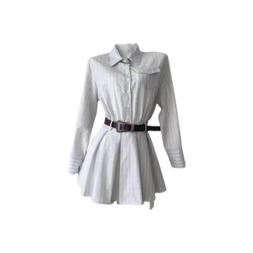 MA JOURNEE Длинное платье с длинными рукавами женское синее