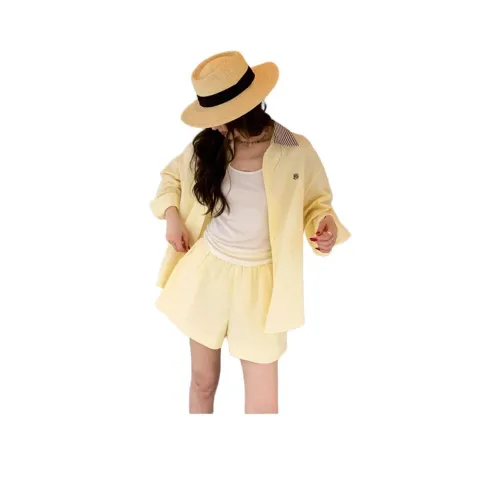 NANING9 Повседневный костюм женский светло-желтый