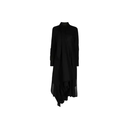Yohji Yamamoto Длинное платье с длинными рукавами женское черное