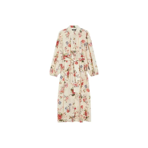 WEEKEND MaxMara Белое Женское Длинное Платье с Рукавами