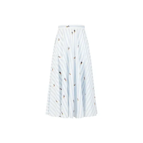 Tommy Hilfiger Tommy Hilfiger x Disney Co Branded SERIES Светло-голубой белый Полосы Женские Повседневные длинные юбки
