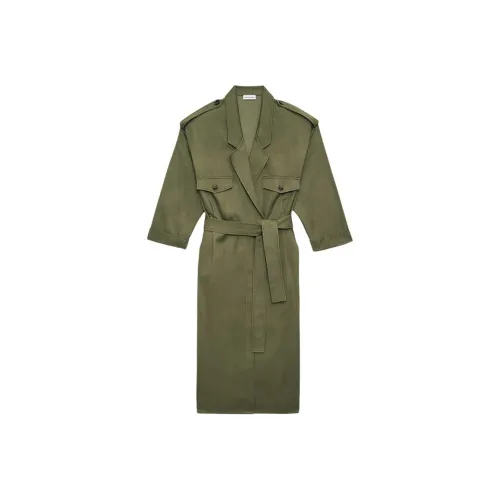 Anine Bing SS25 Длинное Платье с Длинными Рукавами Женское Оливкового Цвета