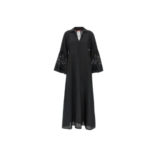 MaxMara Studio Длинное платье с длинными рукавами женское черное