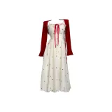 Красный кардиган + цветочное платье [длинное]