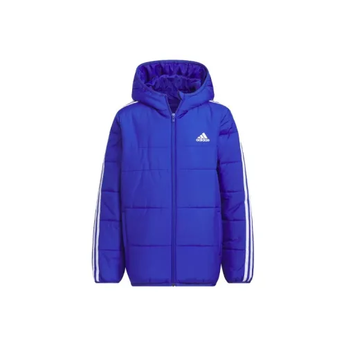 Adidas 3 Stripes Хлопковый пуховик Semi Флуоресцентный Синий Подростки