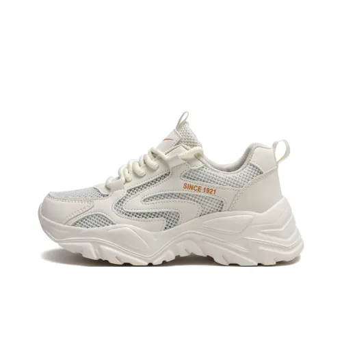 Binary Дышащий Увеличение Высоты Низкий Топ Толстая Подошва Женские Бежевый Оранжевый