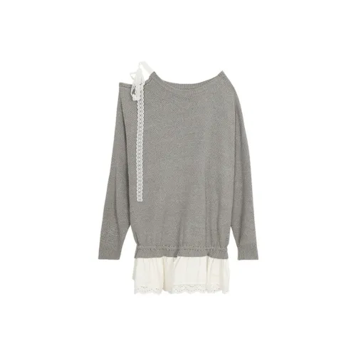 HeartyBite Длинное платье с длинными рукавами женское серое