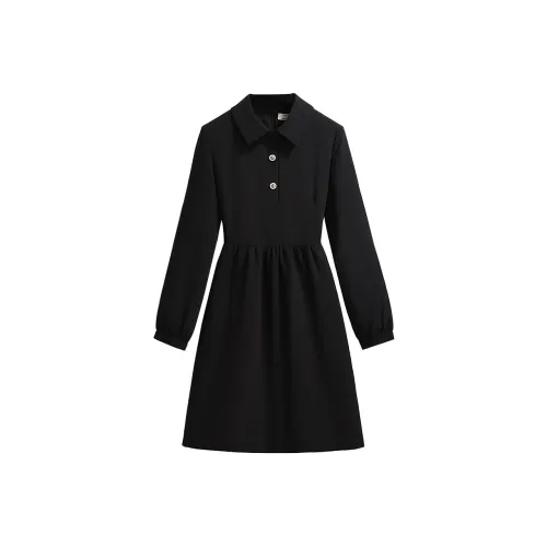 Silky Queen Длинное платье с длинными рукавами женское черное