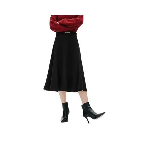 Hopeshow Повседневный Длинный Юбка Женская Черная