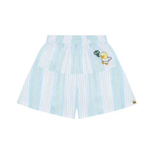 B.Duck Повседневные шорты Женские Светло-голубой Белый Полосы