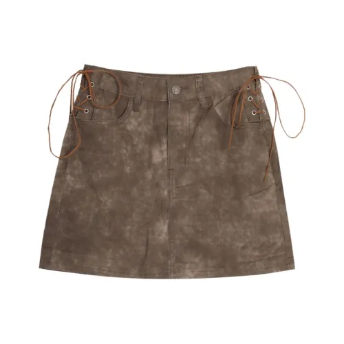 SETIROM Повседневные короткие юбки Женские Кофе