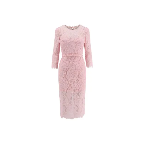 Self Портрет Длинный Sleeved Платье Женское Розовое