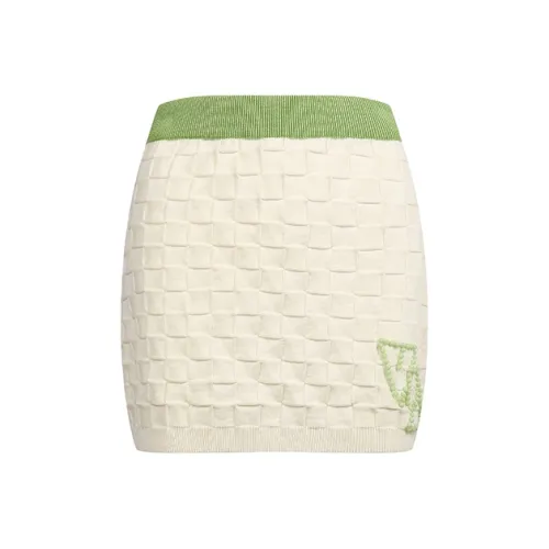 Valeria Obbaco Valeria Obbaco Luminous Collection Бело-зеленая Женская Повседневная Короткая Юбка