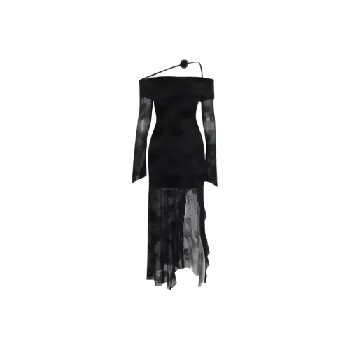 AFGGD Длинное платье с длинными рукавами женское черное