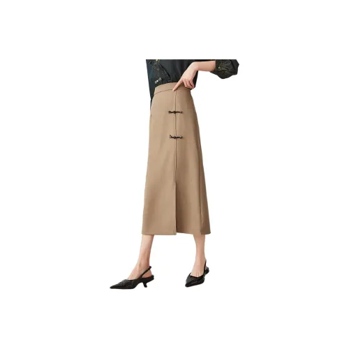 Like The Age Of Water Весна Лето Осень Длинный рукав Платье Прямой крой Женское Хаки