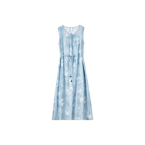 SENTUBILA Без рукавов Платье Женское Синие с Цветочным принтом