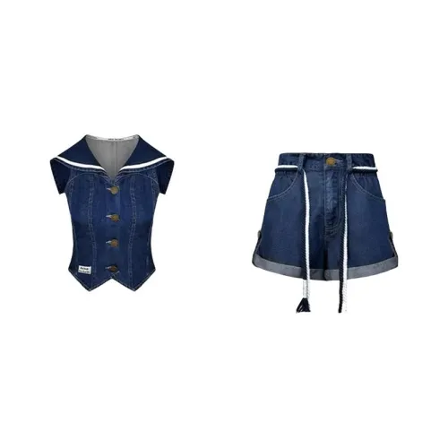 HUINIAN Повседневный костюм женский синий