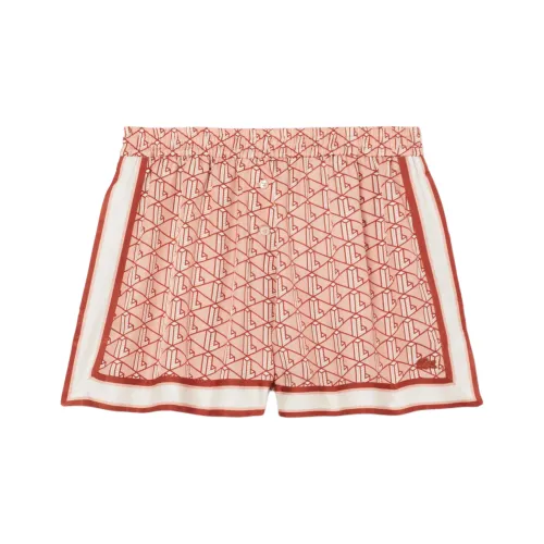 LACOSTE SS25 Spodenki Жидкость Z Надруком Монограмма Повседневные шорты Женские Бежевый