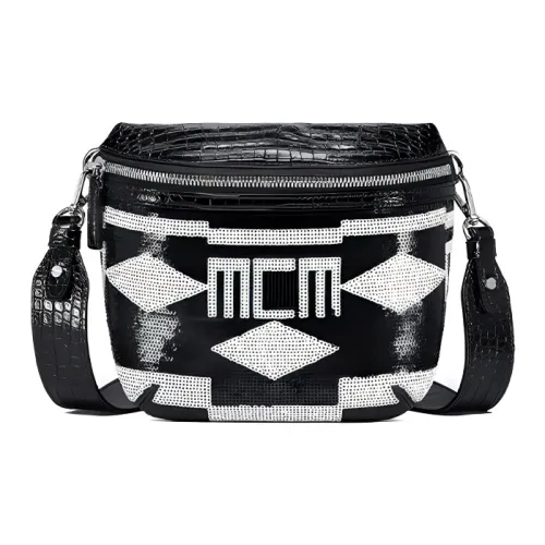 MCM Klassik Visetos Кожа Сумка через плечо Маленькая Женская Черная