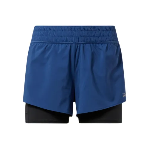 Reebok CYCLED Коллекция WOR RUN 2 In 1 Короткие Спортивные Шорты Женские Батик Синий