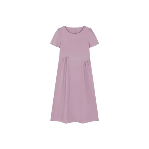 Mo Han Yi Mei Короткий рукав Платье Женское Серый Розовый