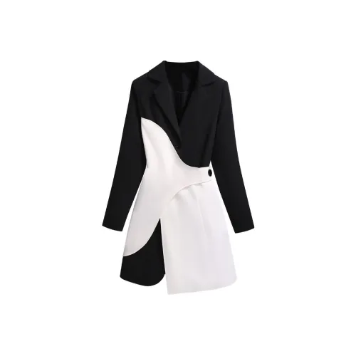 Silky Queen Длинное платье с длинными рукавами женское черное и белое