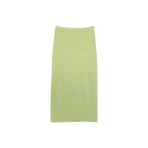 Sandro Юбка Midi с украшениями стразы повседневная длинная женская зеленая