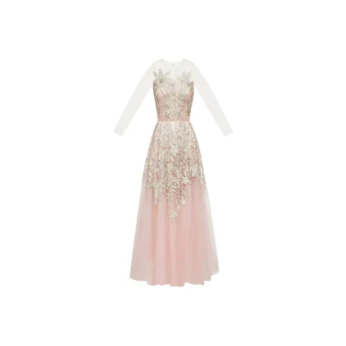 Oscar De La Renta SS24 Длинное платье с длинными рукавами женское светло-розовое