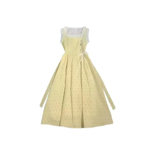 PLAY BUSH Без рукавов Платье Женское Желтое