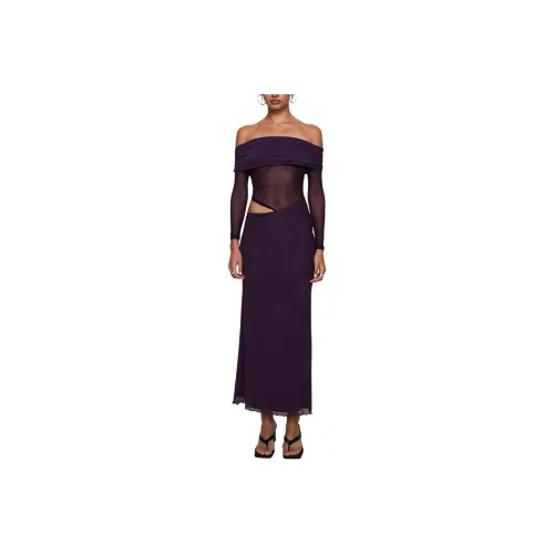 PRINCESS POLLY Soul Галстуки Длинные рукава Макси-платье Длинные рукава Женское Фиолетовое Фиолетовое