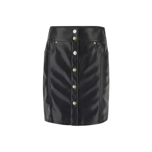 Chiara Ferragni Черные Женские Кожаные Короткие Юбки
