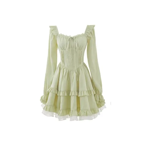 ZCDECO Длинное платье с длинными рукавами женское авокадо-зеленый