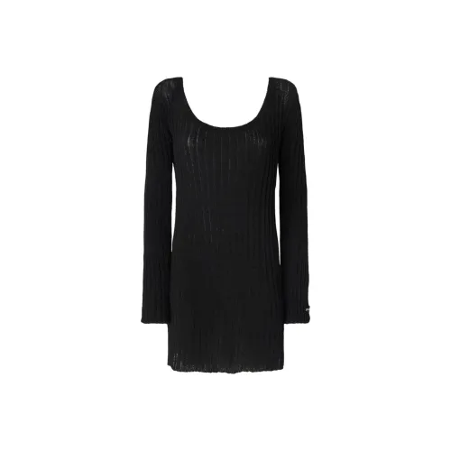 PINKO SS25 Длинное Платье с Длинными Рукавами Женское Черное