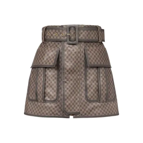BALMAIN Коричневая Женская Повседневная Короткая Юбка