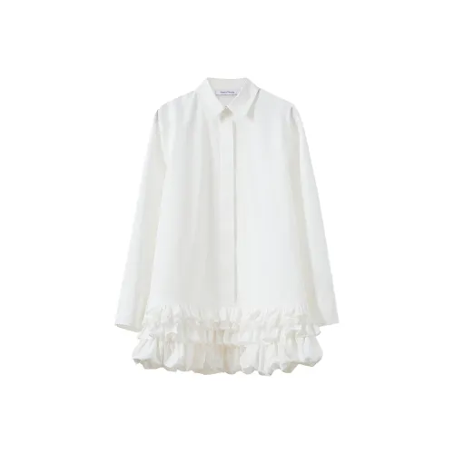 NancyCavally Длинное платье с длинными рукавами цвет белый