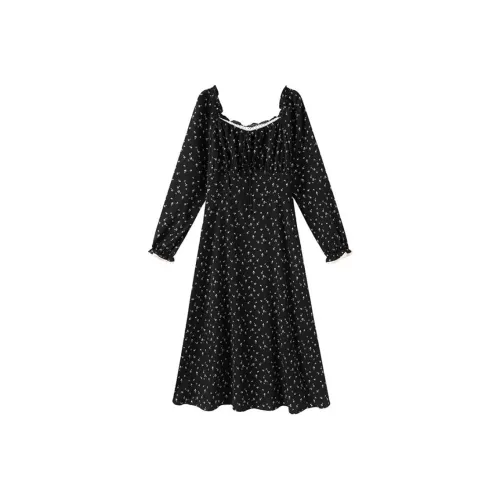 SHIRAN Длинное платье с длинными рукавами женское черное