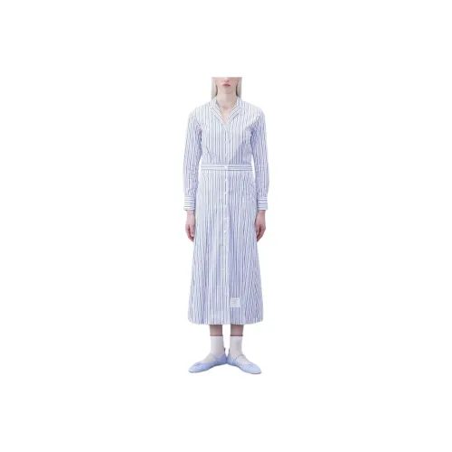 THOM BROWNE Светло-синий Женские Длинные Платья с Рукавами